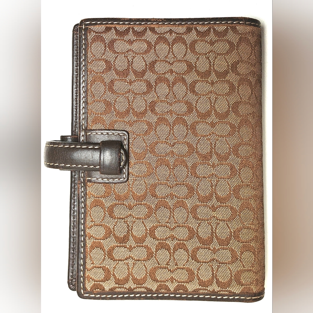 Vintage Coach Monogram Canvas Leather Pocket Agenda